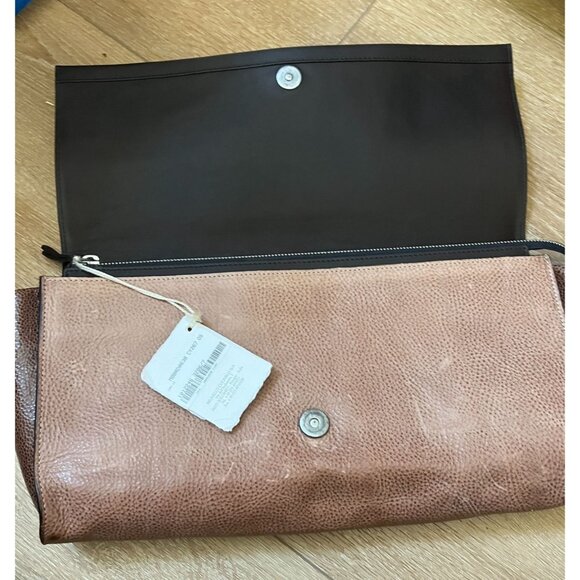 Brunello Cucinelli Leather Clutch Colorblock Brown Tan NWT - Picture 16 of 16